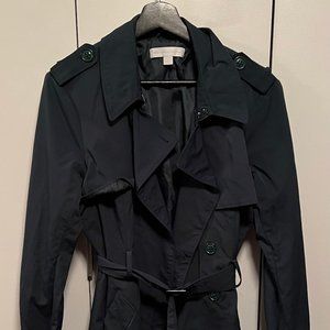 New York & Company Dark Green Trenchcoat Rain Jacket Size M